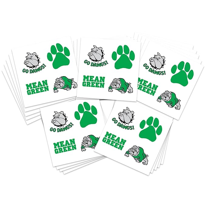 FashionTats Sport Spirit Temporary Tattoos | 100 Tattoos (Green Dawgs)