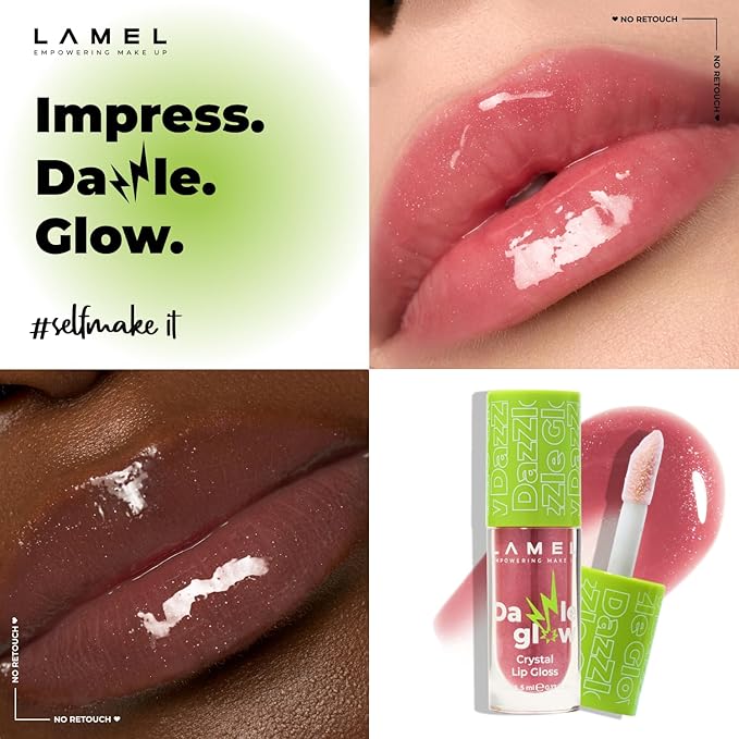 Lamel Dazzle Glow Crystal Clear Lip Gloss - Hydrating Lip Gloss - Non Sticky Lip Gloss - Colored Lip Gloss - Lip Gloss Color - Mini Lip Gloss - Moisturizing Lip Gloss - №404 You Can