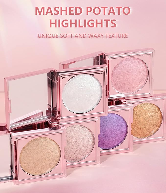 MAEPEOR Face Highlighter Palette 8 Colors Smooth Shimmer Champagne Powder)