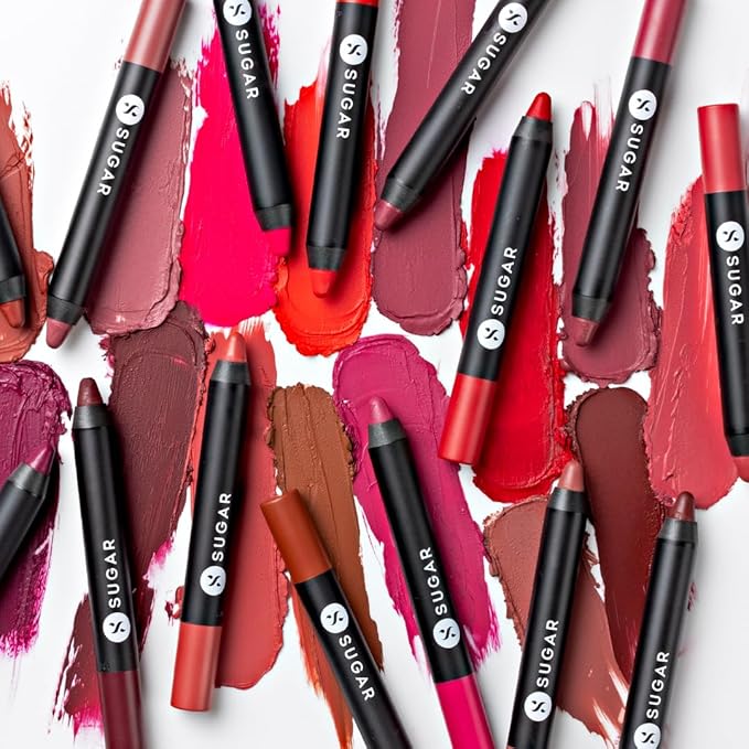 SUGAR Cosmetics Matte As Hell Crayon Lipstick35 Claire Redfield (Pure red) with SharpenerHighly pigmented, Creamy Texture, Long lasting Matte Finish