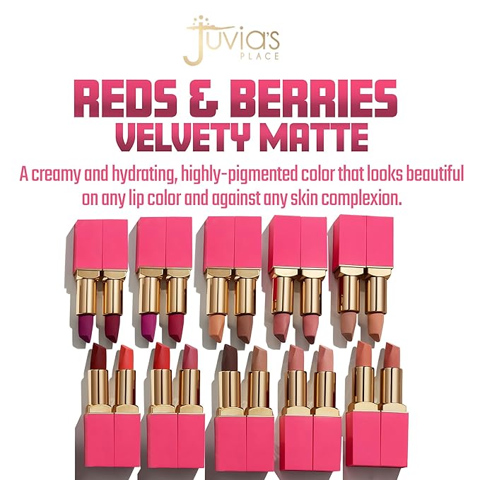 Juvia's Place Reds & Berries Velvety Matte Lipsticks Hydrating,