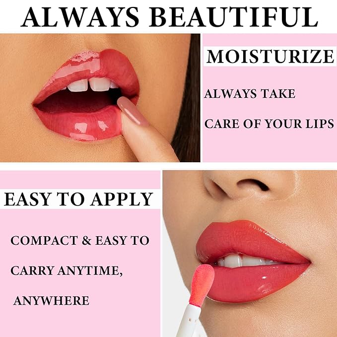 Lip Plumping Lip Gloss,Big Brush Head Lip Oil Hydrating Nourishing & Smooth Glossy Lip Glow Oil,Moisturizing Tinted Lip Gloss Lip Balm Shiny and Vegan Plumping Lip Tint Care(#05)