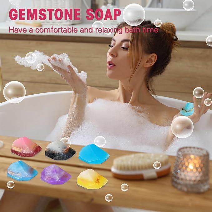Loopeer 12 Pieces Gemstone Soap