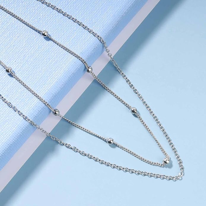 Boho Layered Satellite Choker Necklace Gold Ball Chain