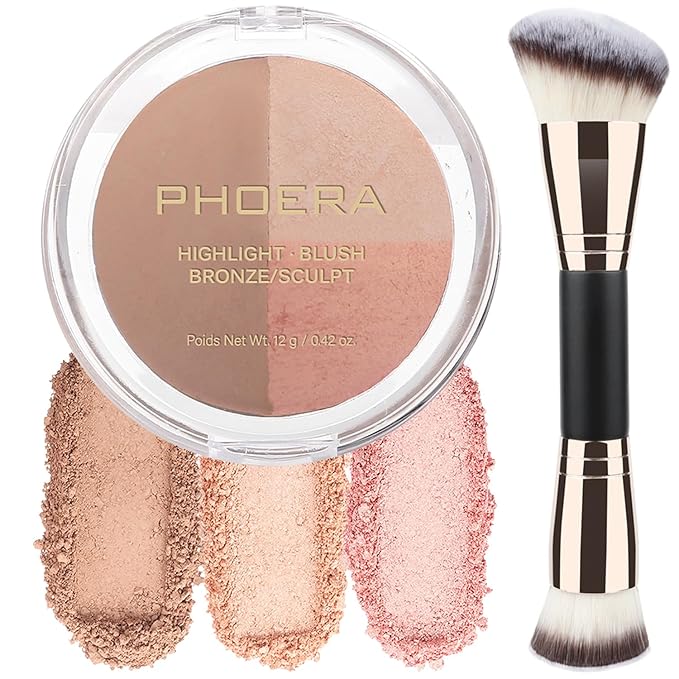 PHOERA Contour Palette,Shades with Highlighter & Bronzer & Makeup (#001)