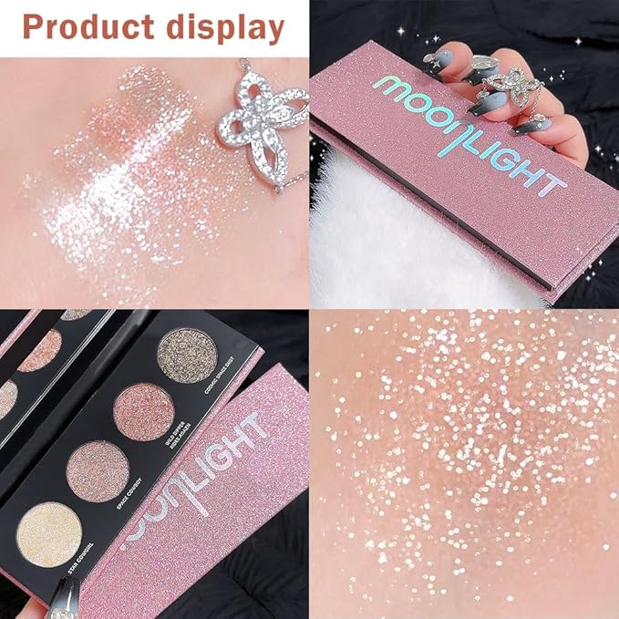 4 Colors Highlight Pink-Purple Eyeshadow Palette, SHANY Cosmetics