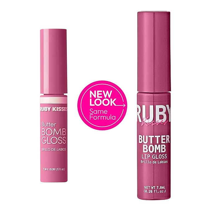 Ruby Kisses Lip Gloss Butter Bomb Gloss Non-Sticky Lip Gloss Vitamin E Natural Nude Lip Makeup - 7.8mL (0.26 US fl.oz) (Blushing)