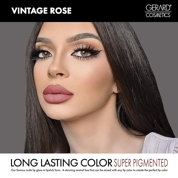 Gerard Cosmetics Lipstick Vintage Rose | Rose Mauve Lipstick with Luxe Satin Finish | Highly Pigmented, Smooth Formula with Hydrating Ingredients | Long Lasting | Cruelty Free & Made in USA