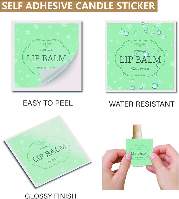 CRASPIRE Lip Balm Labels 80pcs Homemade Style-Color)
