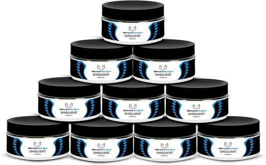 Massage Cream Emollient, Vanilla Scent, Deep & Soft Tissue, Physical Body & Muscle Therapy, Safe & Clean Ingredients, Ideal Use with Hands & Tools - Vanilla Scent, 10 Jars (8oz Each)