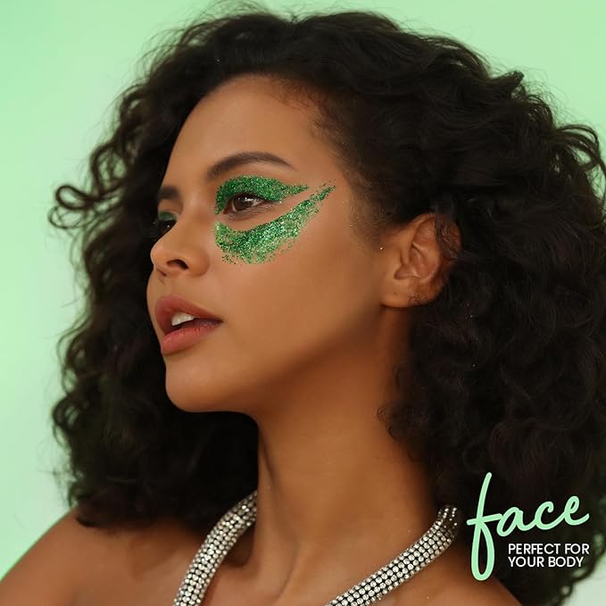 Teenitor Green Body Glitter Gel, Face Glitter Makeup, Body Hair 80g
