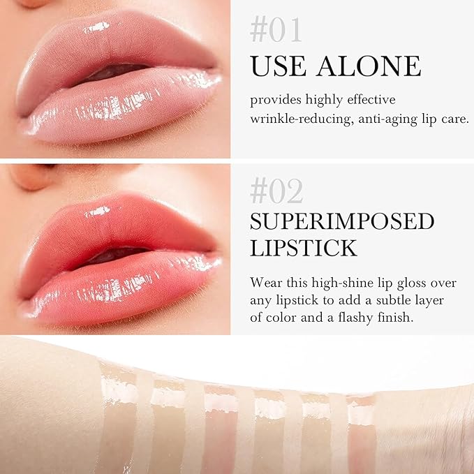 Plumping Lip Oil Set, Clear Lip Gloss for Lip Care, Fruit Flavour Hydrating Lip Glow Oil Toot Lip Oil, Nourishing, Non-sticky