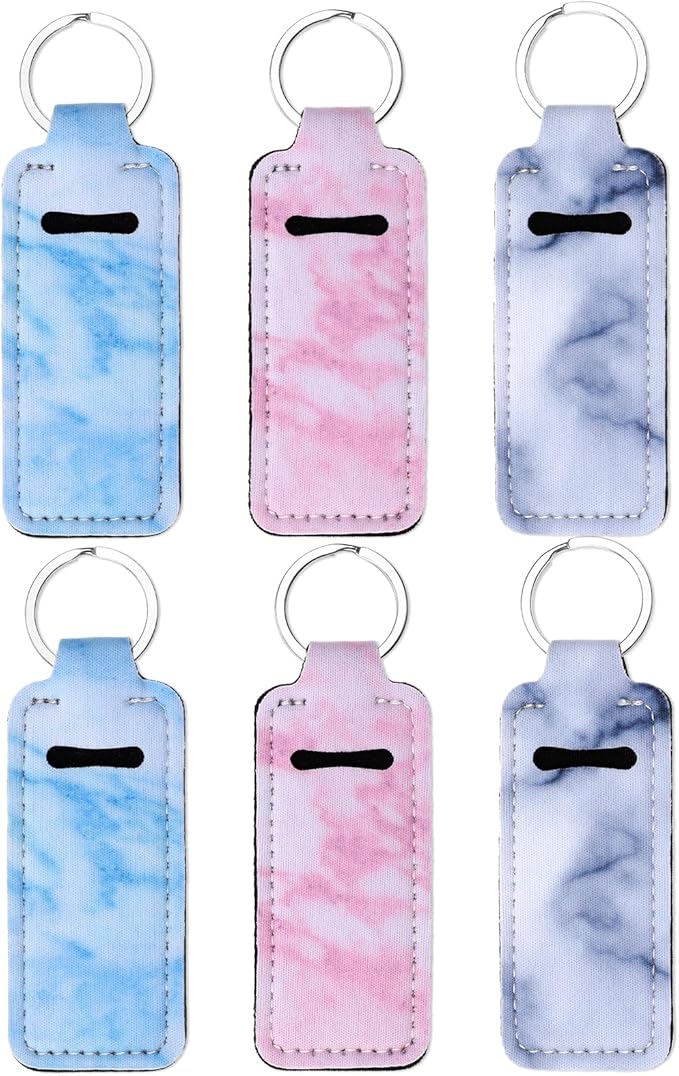 Prasacco 6 Pieces Chapstick Holder Keychain, Colorful Lipstick Safeguard