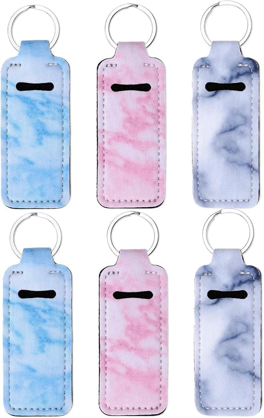 Prasacco 6 Pieces Chapstick Holder Keychain, Colorful Lipstick Safeguard