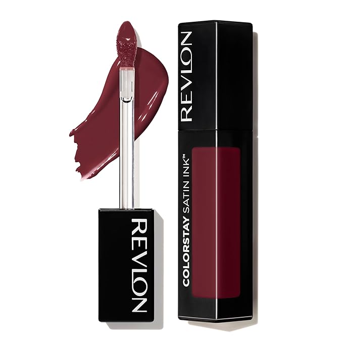 Revlon Liquid Lipstick, Face Makeup, ColorStay Satin Ink, Longwear Rich Lip Colors, Formulated with Black Currant Seed Oil, 021 Partner in Wine, 0.17 Fl Oz