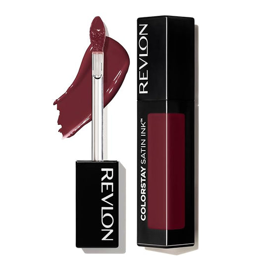 Revlon Liquid Lipstick, Face Makeup, ColorStay Satin Ink, Longwear Rich Lip Colors, Formulated with Black Currant Seed Oil, 021 Partner in Wine, 0.17 Fl Oz