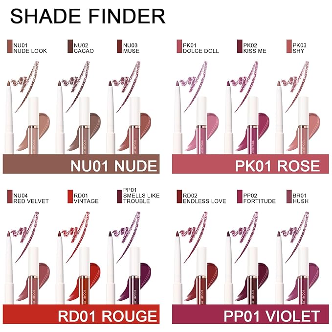 FOCALLURE KISSPROOF 6Pcs Liquid Lipstick & Lip Line