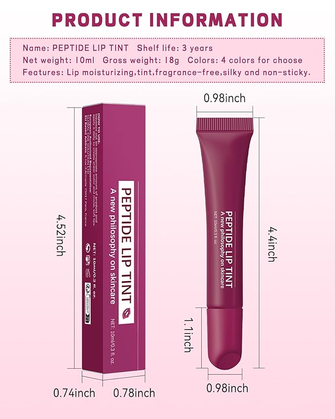 Tinted Lip Balm-1Pcs Raspberry Peptide Hydrating Gloss,Thanksgiving