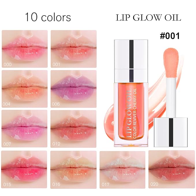 Hydrating Lip Oil for Women, Glossy Lip Color, Transparent Lip Gloss for Nourishing Lip and Make Lip Full, Moisturizing Liquid Tinted Lip Balm for Lip Care, 0.2oz (Soft Pink #001)