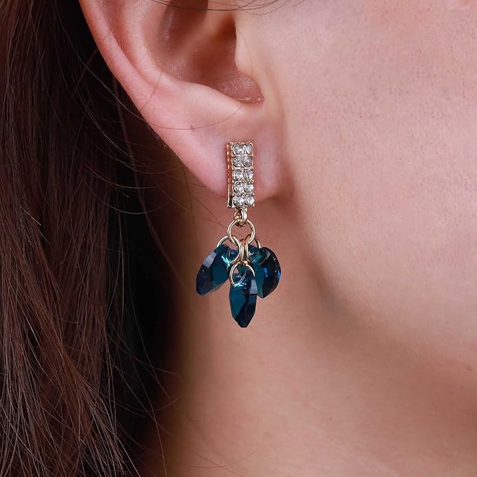 Boho Sapphire Tassel Earrings Blue Crystal