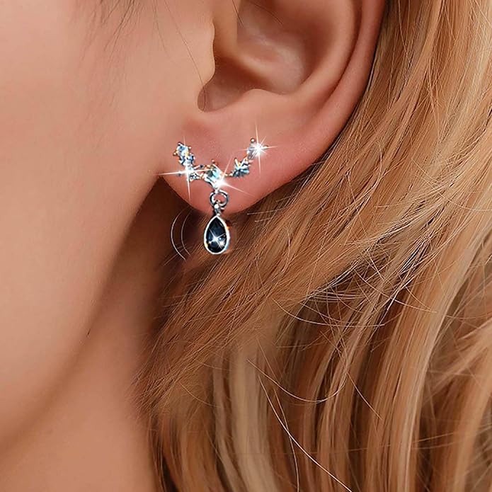 Vintage Teardrop Sapphire Earrings Crystal Climber