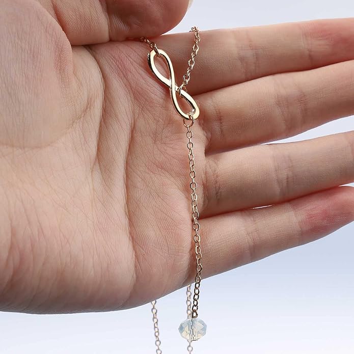 Boho Crystal Infinity Necklace Gold Y