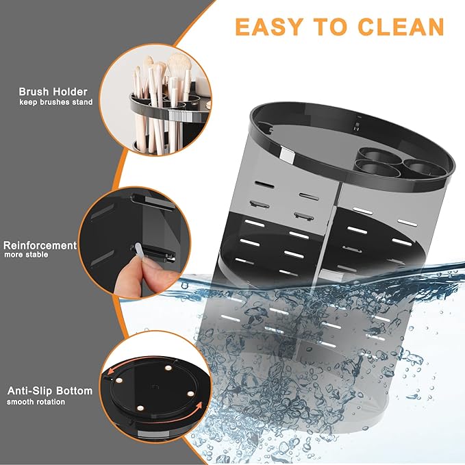 Rotating makeup organizer for vanity,