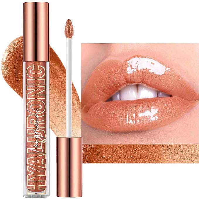 Honey Lip Gloss Lip Plumper Gloss Tinted Glitter Lipgloss Lip oil Moisturizing High Shine And Vegan Plumping Lip Gloss For Women Long-Lasting Dry Lip Care (Honey # 05)