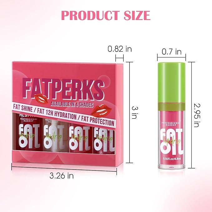 Boobeen 4PCS Lip Gloss Set, Moisturizing Hydrating Lip Oil Tinted Set, Lightweight Non-Sticky Lip Gloss Creates Glossy Lips, High Shine Lip Plumping Lipstick for Women and Girls