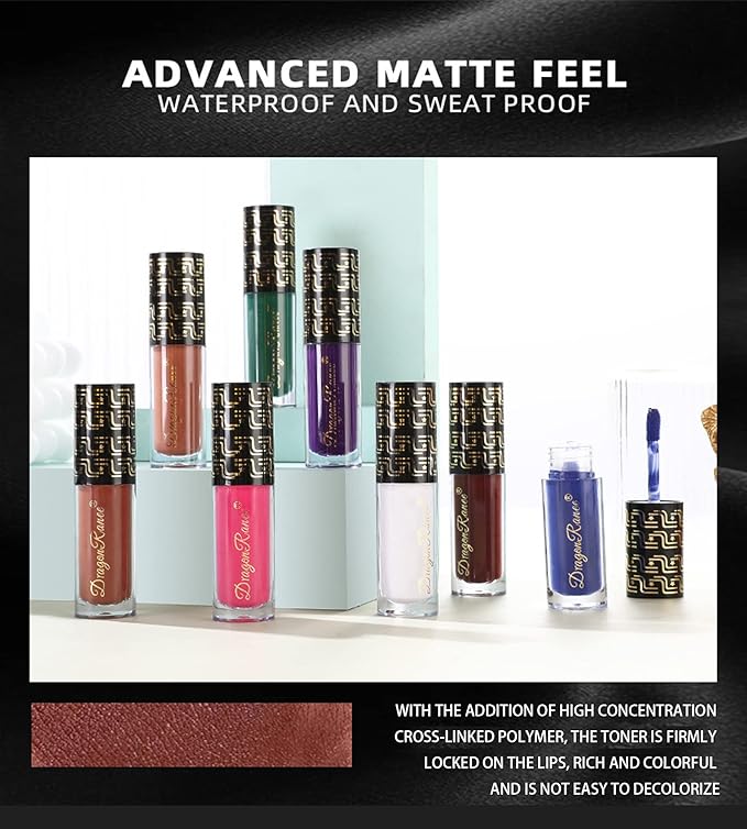 Halloween Dark Matte Liquid Lipstick for Women, Long Lasting Waterproof Lip Gloss, Face Body Painting, Vivid Vampire Lip Stain for Masquerade, Party Goth Makeup, Cosplay (#02 Red)