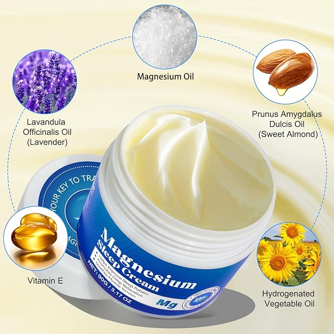 Magnesium Cream, Magnesium Cream for Sleep,Feet,Soothes Muscle Tension,Magnesium Lotion for Relaxation,3.17oz, Magnesium Oil for Feet, Promote Relaxation
