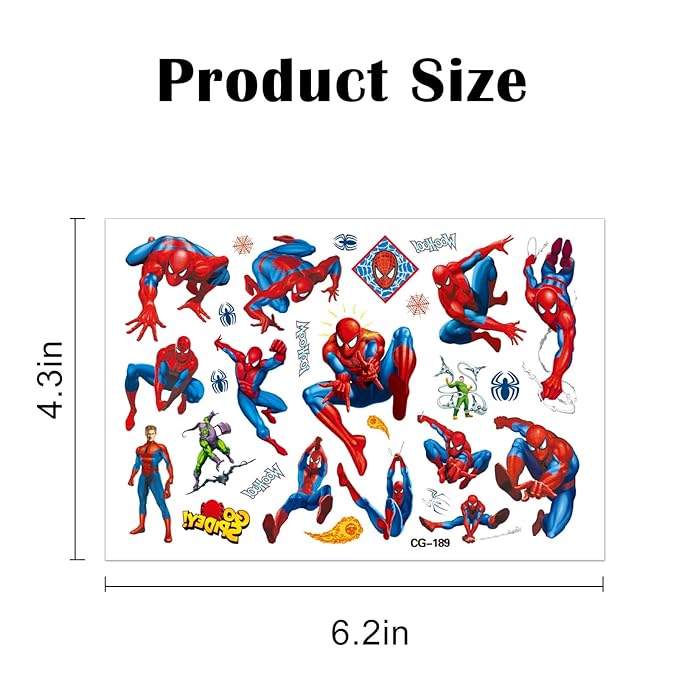 6 sheets Temporary Tattoos for Kids Movie Tattoos Reward Gifts
