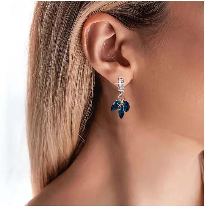Boho Sapphire Tassel Earrings Blue Crystal