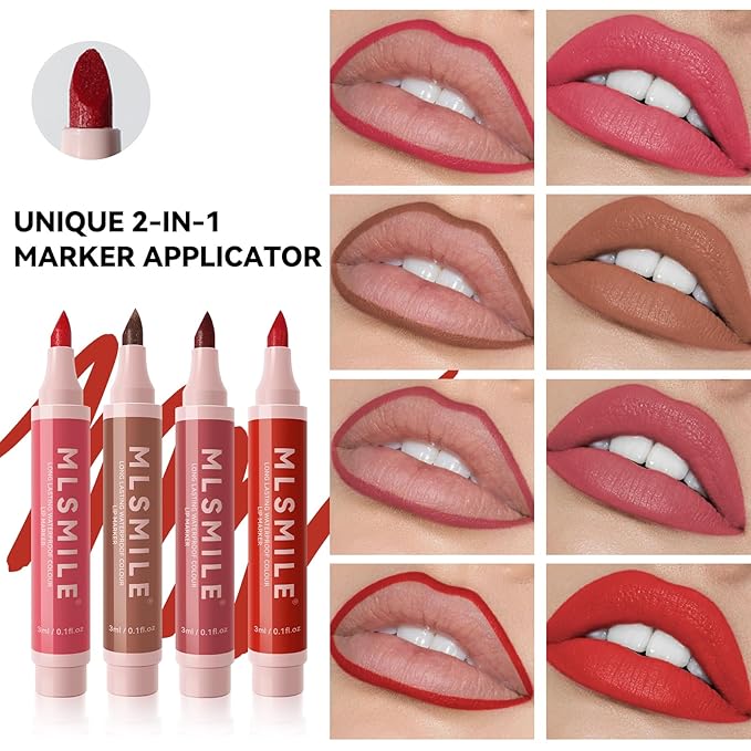 Pink Lip Tint Marker Lip Liner Hydrating And Waterproof Formula, Smudge Proof Water Lip Stain Long Lasting High Pigmented Matte Liquid Lip Liner, Easy To Color, Precise Chisel Tip Marker Pen(01# PINK)