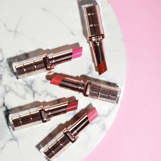 Paris Hilton High-Shine Lipstick Collection - Lipstick Set with Pink and Red Lipstick - All-Day Wear, Lightweight Formula Lipstick for Women - 5 pcs