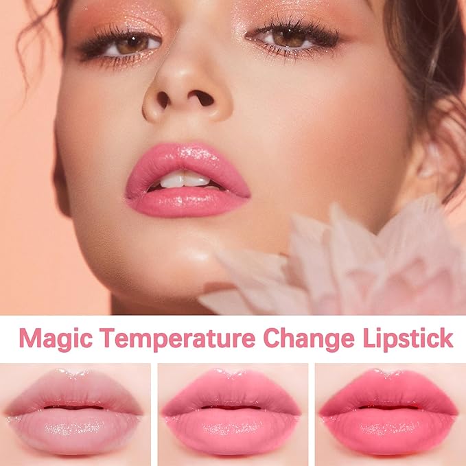 Lipstick for Women,Flower Jelly Lipstick Set,Temperature Change Moisturizer Change