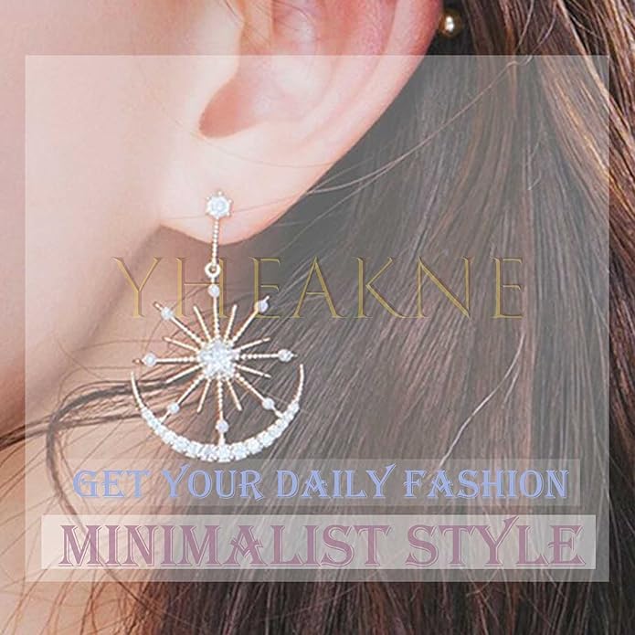 Boho Star Moon Chain Cuff Earrings