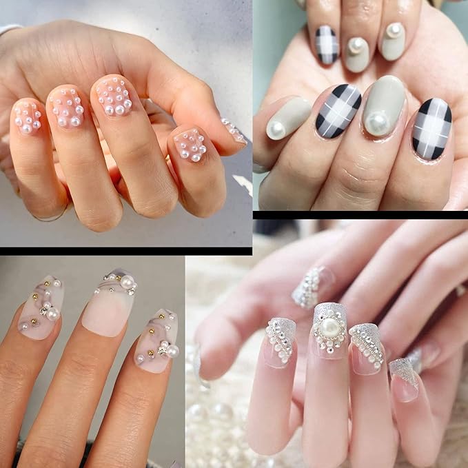 Flat Back Rhinestone+Half Round Pearl Kits Colorful Rhinestones+White