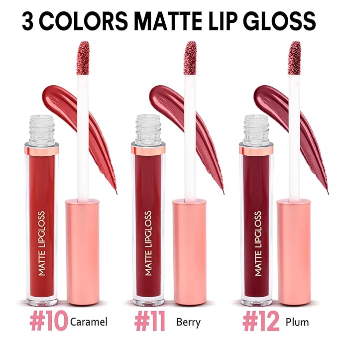 Matte Lip Gloss for Women,3 PCS Matte Liquid Gloss