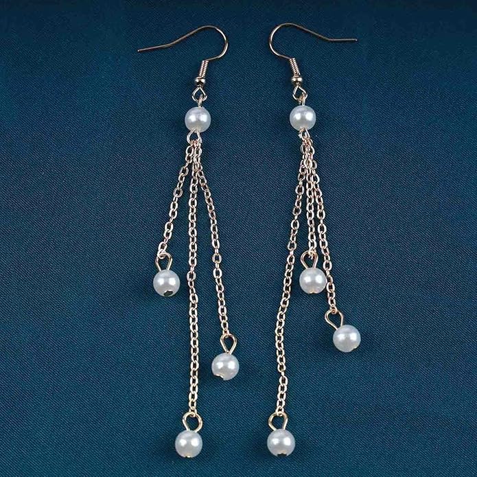 Vintage Pearl Dangle Earrings Gold Pearl