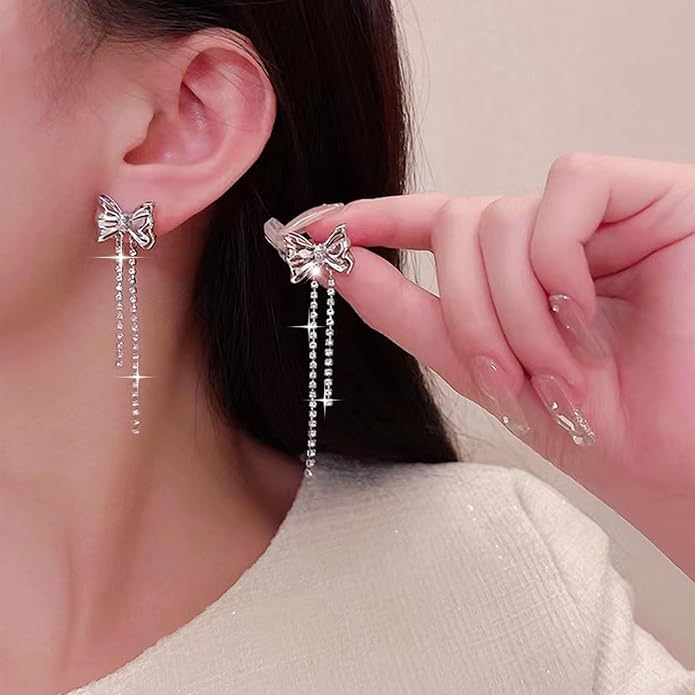 Vintage Bow tennis chain Drop Earrings