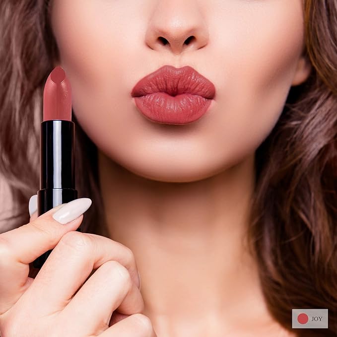 All Natural Lipstick, Semi Matte Lip Color, Moisturizing Lipstick, Non Toxic, Non GMO, Highly Pigmented, Long Lasting Lipstick, Vegan Makeup for Women (7 Shades)