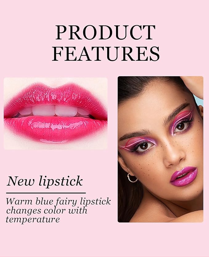 Blue Rose Color Changing Lipstick Tinted Lip Balm,Shimmer PH Changing Lip Gloss, Matte Velvet Color Revealing Moisturizing Pearlescent Waterproof Long Lasting Pink Lips for Women (01#)