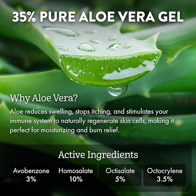 Aloe Up Sport Sunscreen Lotion SPF 30 - Broad Spectrum UVA/UVB Sunscreen Protector for Face and Body - With Hydrating Aloe Vera Gel - Non-Greasy No White Cast Reef Safe Fragrance-Free - 6 Oz.