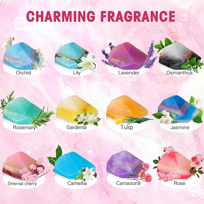 Loopeer 12 Pieces Gemstone Soap