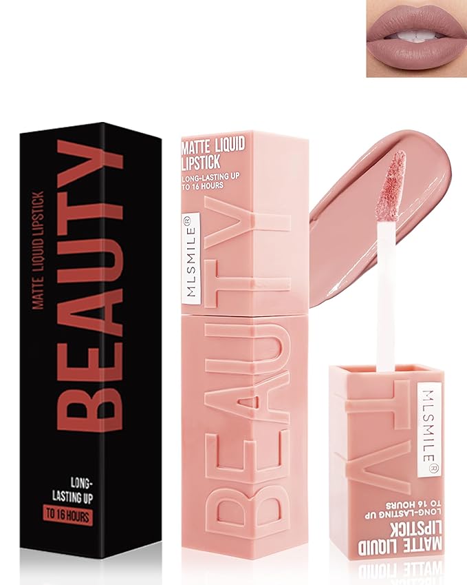 Matte Liquid Lipstick for Women, Highly Pigmented Lip Tint Stain, Super Velvet Matte Nude Pink Lip Gloss, Up to 16H Wear, Long Lasting Waterproof Non-Stick Cup Lip Color Stay,Christmas Makeup Gift-01#