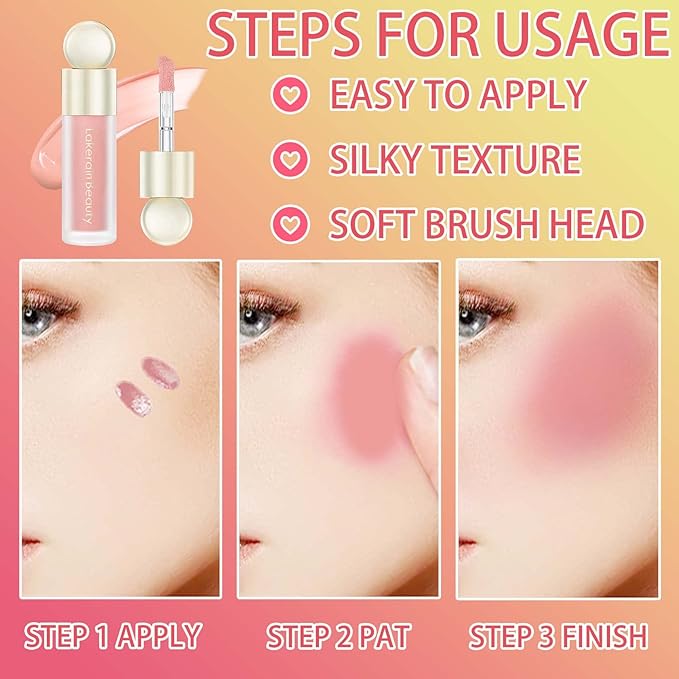 Liquid Blush,Natural Soft Cream Face Blush Matte Cheek Blush Stick(1#)