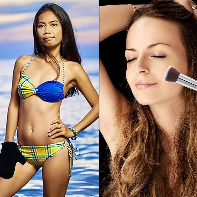 3Pack Self Tanning Mitt Set, 1 Self Tanning Mitt, 1 Self Face Tanning Brush, 1 Exfoliating Glove, Self Tan Kit (3pcs tan applicators)