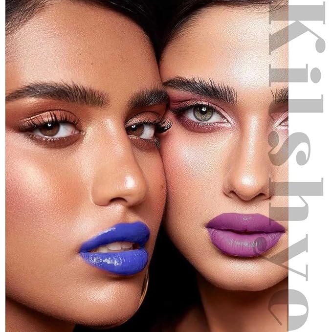 Edanta Kilshye Blue Lipstick Velvet Moisturizing Lipgloss High pigment Lip Glaze Halloween Cosplay Lips Makeup for Women and Girls (A-Blue)