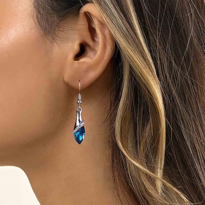 Bohemia Sapphire Drop Earrings Blue Crystal Dangle Hook